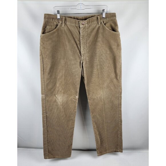 Roebucks Vintage Corduroy Pants Mens 38x29 Tan Straight Leg Regular Fit USA Made - Picture 1 of 9